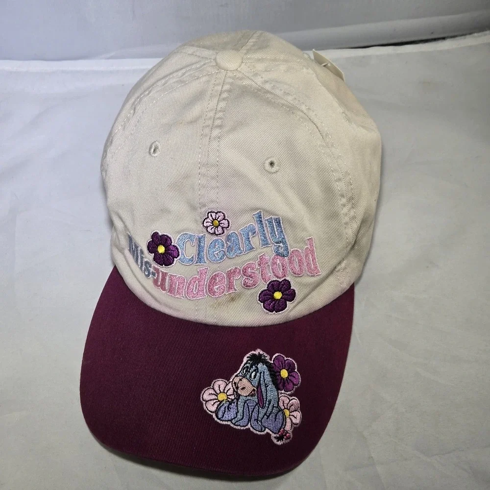 Vintage 90s Disney Winnie the‎ Pooh Eeyore Strapback Hat Adults *READ